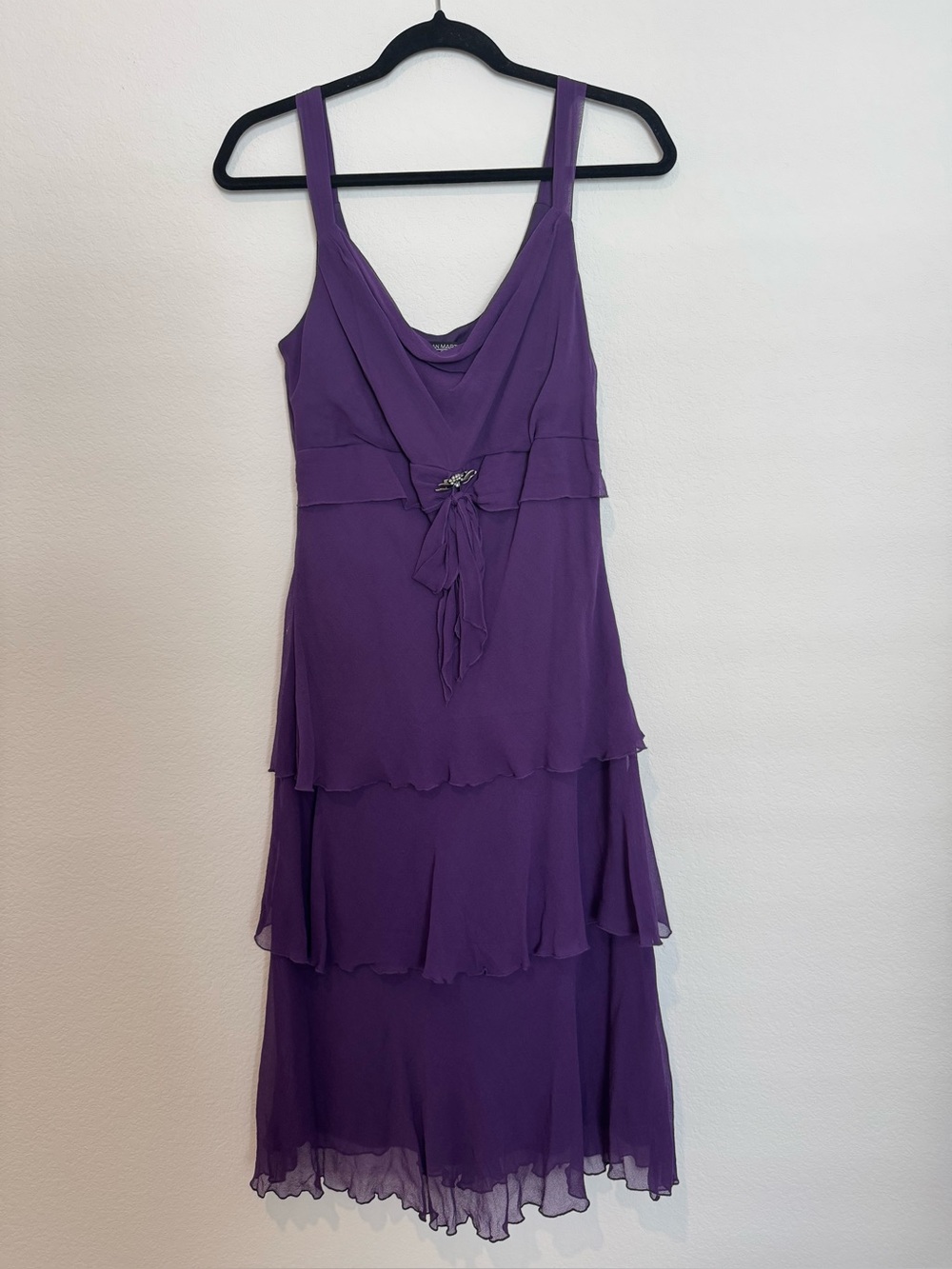 Jonathan Martin Studio Y2K Vintage Purple Tiered Sleeveless 100% Silk Dress